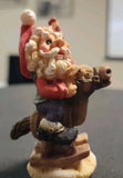 Vintage Christmas Santa Elf On Rocling Horse Figurine Christmas Village Model