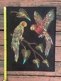 Large Vtg MCM 2 Parrots 3D String Art Board Mounted Wall Hanging Feathers 24x18¡± Model