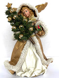 Possible Dreams Clothtique Angel Treetopper Tabletop Figure Gold, Tree Bells 10" Model