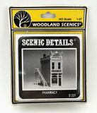 VINTAGE Woodland Scenics D221 HO Scale Metal Pharmacy Building Kit Model