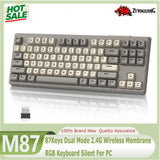 ZIYOULANG M87 87Keys Dual Mode 2.4G Wireless Membrane RGB Keyboard Silent For PC Model