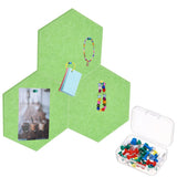 3Pcs Self Adhesive Hexagon Felt Cork Board Tiles with 30 Push Pins, Light Green Model