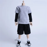 1/6 Male Model Splicing Long Sleeved T-shirt Clothes Fit 12in Man Action Figure Model