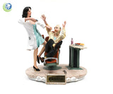 Decorative Figurine Statue of Female Brunette Dentist Performing an Extraction Model