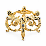 Angels with Jewel Gold Tone Metal Egg Stand Holder Display Model