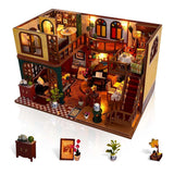 Foyucool DIY Miniature House Kit, Dollhouse Kit with Light and Dust Cover, Mini Model