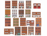 HO Scale Flat Front Buildings for Model Trains - 20 Total Front and Rear Sides Model
