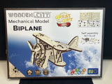 Wooden City Self Assembly 3D Wooden Plane Puzzle  Biplane Mechanical Model 1:60 Model