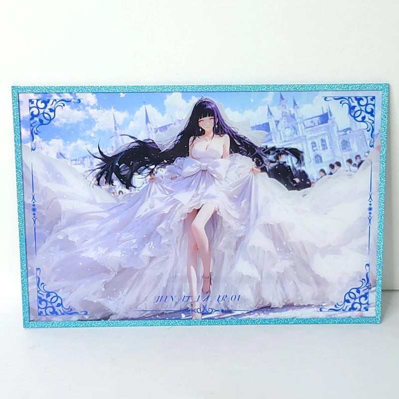 Hinada Wedding Dress Blue Glitter Waifu Card Anime Girl Art Oversized Board A5 Model