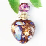 Purple Gold Copper Bornite Heart Charm Essential Oil Diffuser Bottle Pendant Charms