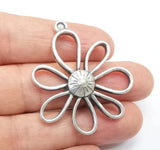 Flowers Charms Pendant, Daisy Charms, Antique Silver Plated Plants jewelry Parts Charms