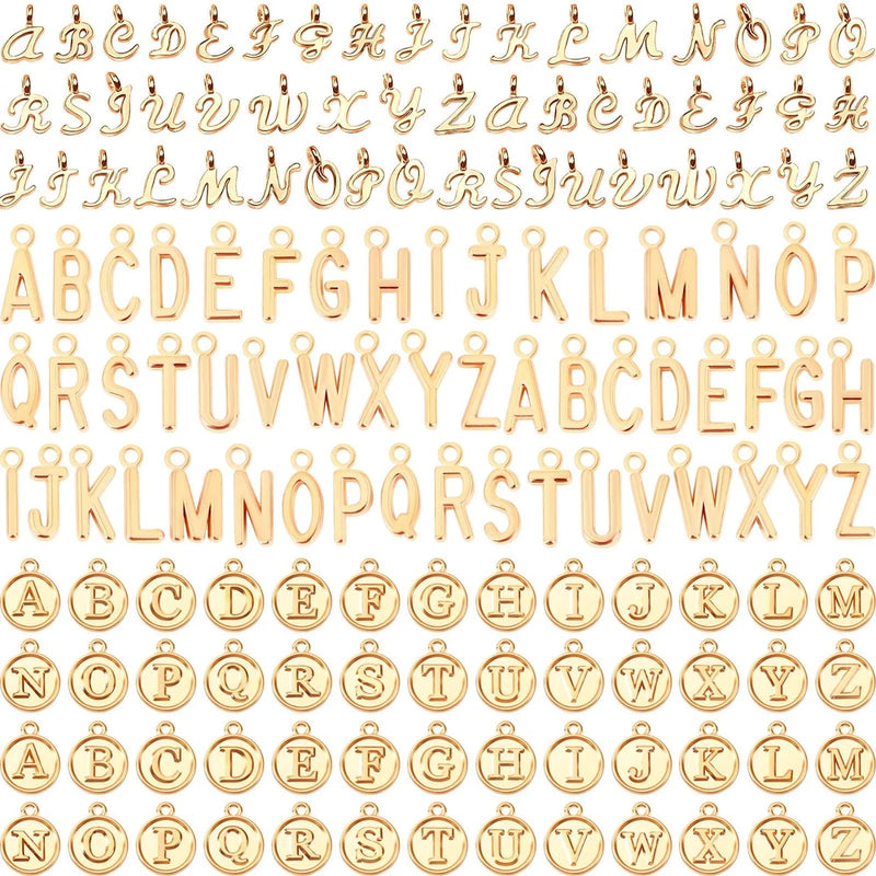 Alphabet Letter Charms for Jewelry Making DIY Bracelets Necklaces Gold 156 Pcs Charms