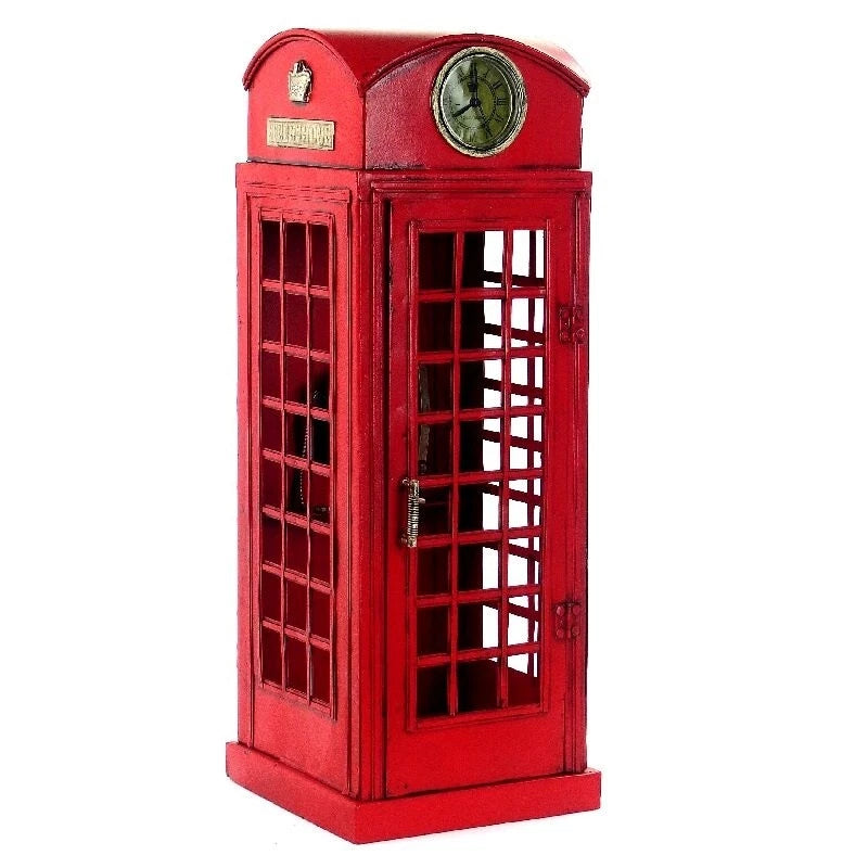 1/6 Scale Vintage Red London Old?Style Telephone Booth Architecture Model Model