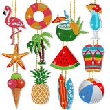 12 Pack Diamond Painting Keychain Kits 5D Diamond Art Keychains DIY Summer Model