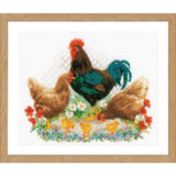 Vervaco counted cross stitch kit "Hahn und H??hner", 32x26cm, DIY Model