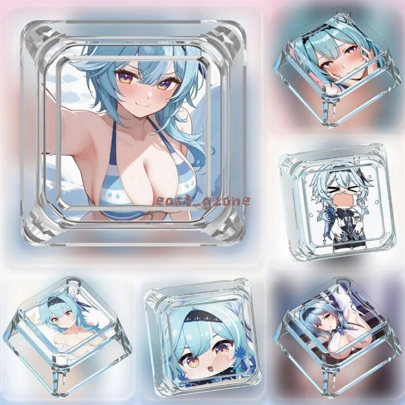 Anime Genshin Impact Eula Novel Transparent Cute Sexy Keycaps for MX Keyboard Model