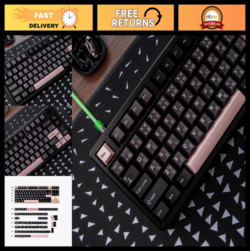 164 Keys PBT Doubleshot Cherry Profile Translucent Black Sakura Keycap Set Model