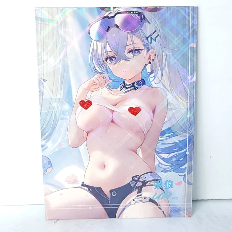 Silver Wolf Waifu Card Anime Girl Window Holo Wall Art Oversized Board A5 Model