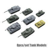 8pcs 4D Assembled 1:144 World War II Tanks Heavy Weapons Armor Tank DIY Models Model