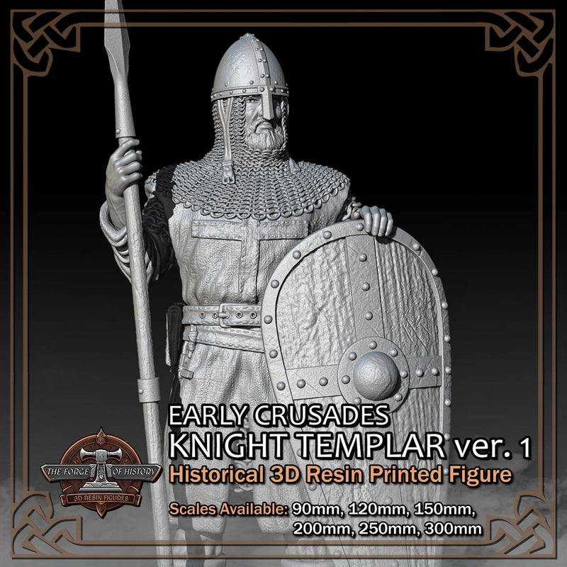Crusader Knight Templar 1 - Scale 1/18 to 1/6 - 3D Resin Printed Figure Model Model