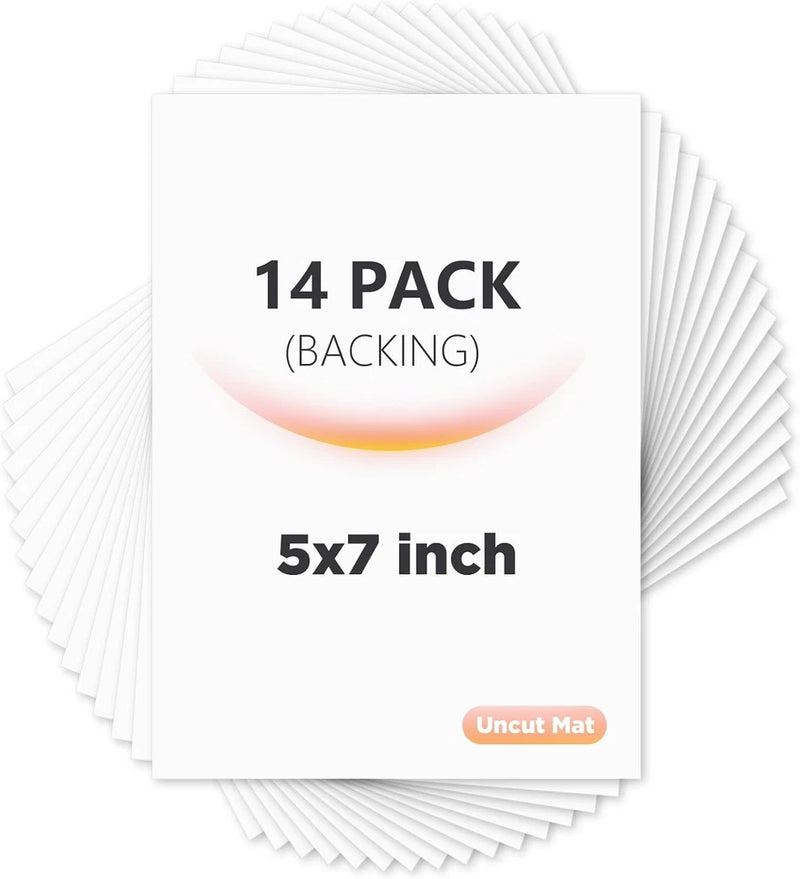 14 Pack Mat Board, 5X7 Backing Board, Acid Free White Uncut Mat Board for Photos Model