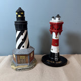 Vintage Lighthouse Figurines Lot 2 Coastal Nautical Maritime Display Statues 7" Model