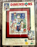 DIMENSIONS ~ ??Snowmen Greetings?? ~  Stamped Cross Stitch Kit #8665 ~ 11" x 14" Model