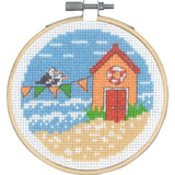 Permin counted cross stitch kit with hoop "Pennant/Seagulls", Diam. 10 cm, DIY, Model