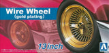 Aoshima 1/24 1/25 Lowrider Gold Wire Wheel 13" w/ Tires + License Plate Decals Model