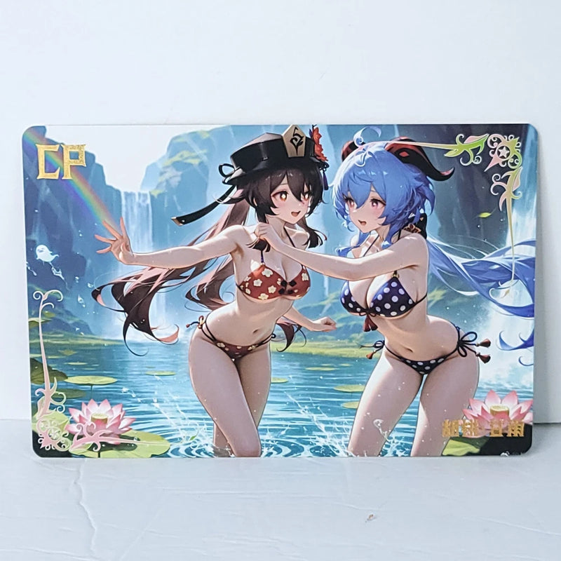 Hu Tao Gan Yu Waifu Card Anime Girl  Waterfall Wall Art Oversized Board A5 Model