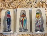Glass Clown Figurines Lot of 3, Multicolor Circus Theme, Boxed Display Boxes Model