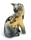 Franklin Mint 1986 Blue Floral Cat Figurine Curio Cabinet Cats Taiwan Model