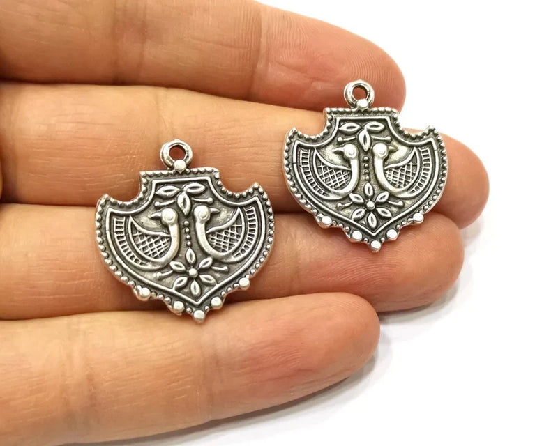2 Pcs Dangle Antique Silver Plated Charms jewelry accessories Charms