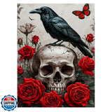 Rose Skull Diamond Art Kits for Adults, Raven Diamond Painting Ki Model