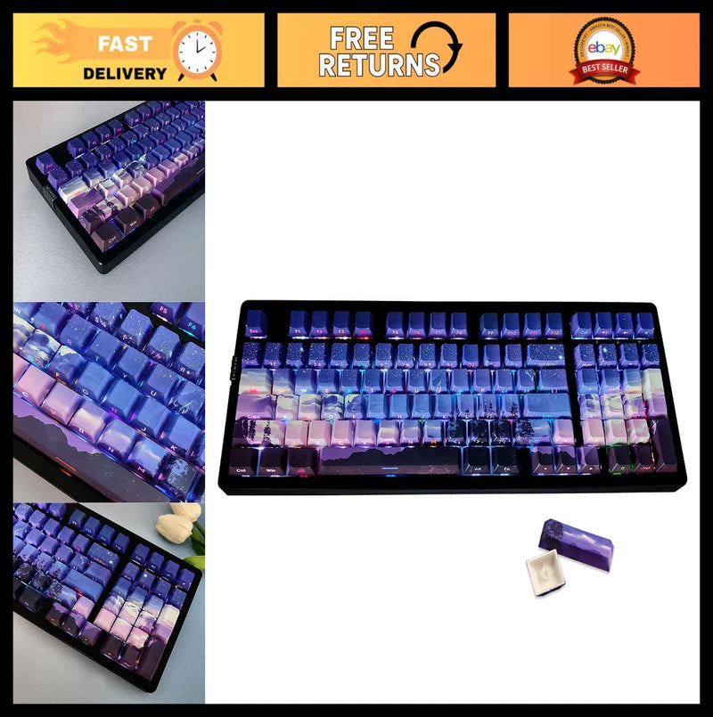 Custom PBT Keycap Set 126 Keys - Double Shot Side-Printed Cherry Profile Gradien Model