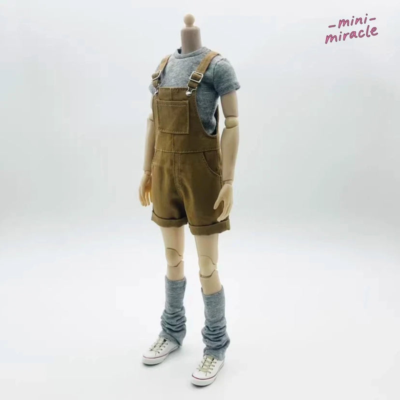 Pretty Female Overalls Shorts Model Fit 12" 1/6 Scale Action Figure Model