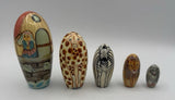 Vintage Noahs Ark Wood Nesting Animals Dolls Hand Painted  Set of 5 Model
