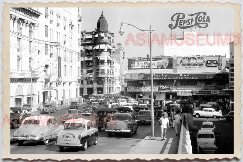 50s PHILIPPINES MANILA STREET CAR TRAFFIC ADVERT BOARD SIGN Vintage Photo 28697 Model
