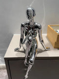 Sexy Women Lady Robot Mechanical Art Sculpture Resin Model Desktop Decor Gift Model