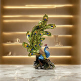 14"H Peacock on Tree Base Figurine Ornament Home Decor Unique Gift Model
