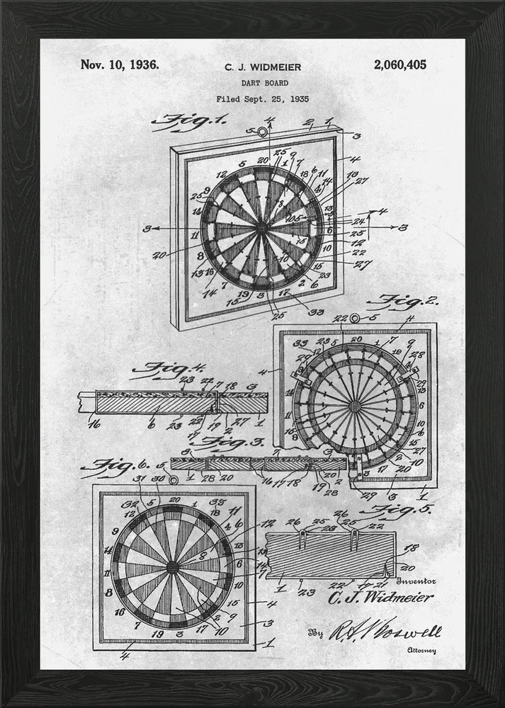 No251 Dart board Framed Wall Art Poster Canvas Print Picture Model