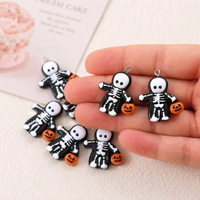 15pcs Skeleton Trick 'r Treaters Resin Pendants Halloween Jewelry DIY Charms New Charms