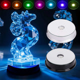 LED Light Display Base Stand Seven Color Lamp Holder Crystal Glass Art Figurinm Model