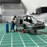 Diorama 1:64 Scale Car Mechanic Action Figure Set Repair Scene Garage Display Model