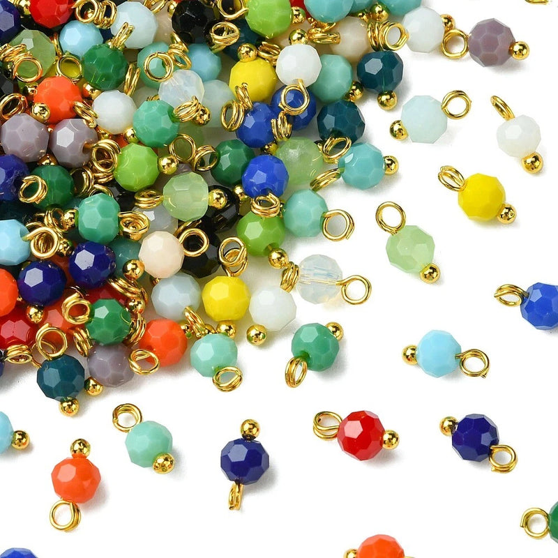 190Pcs Opaque Glass Pendants Faceted Glass Charms for Jewelry Making Charms