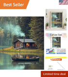 Forest Paint by Numbers Kit for Adults DIY Cabin Lake Acrylic Canvas Art Set Model