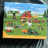 Barn, Farm House Building Set with Animals, Farmer, Farm Land Bricks Kit, 649pcs Model