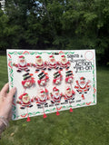 Vintage Rare Christmas Santa & Snowman Action Pin-ons Complete Set 24 W/ Display Model