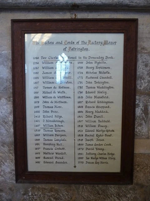 Photo 6x4 St Patrick, Patrington: incumbency board  c2017 Model
