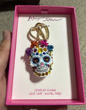 Betsey Johnson Sugar Skull Jeweled Charm Keychain/ Bag Charm Day of the Dead NWT Charms